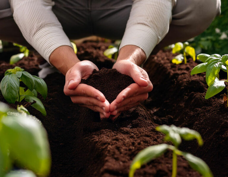 méditation mains dans la terre