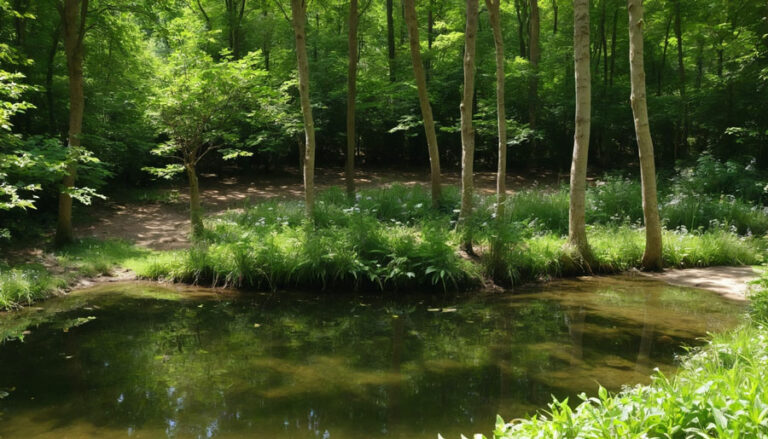 point d'eau en jardin forêt