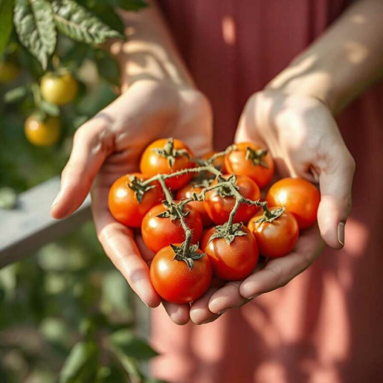 récolter ses tomates cerise