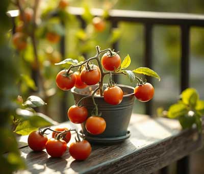 tomates cerise sur balcon