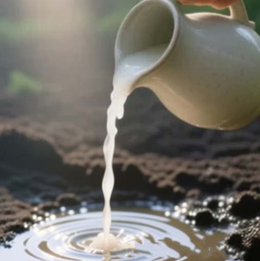 Verser l'eau de riz sur le sol