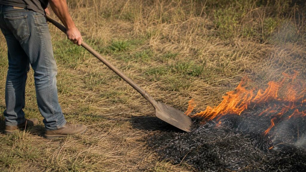 Arr&ecirc;ter le feu avec une pelle